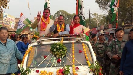 सोनाराम सिंकू की जीत पर जगन्नाथपुर में कांग्रेस ने निकाला विजय जुलूस सह आभार यात्रा सोनाराम सिंकू की जीत पर जगन्नाथपुर में कांग्रेस ने निकाला विजय जुलूस सह आभार यात्रा