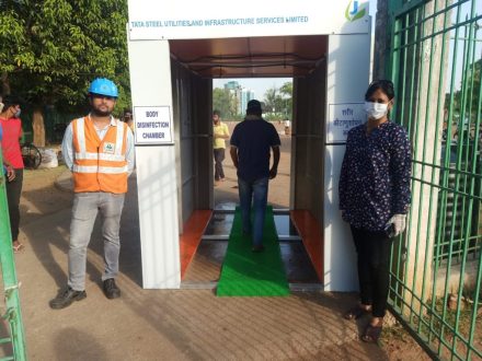 tata-steel-jusco-intiative-टाटा स्टील यूटिलिटीज-जुस्को ने कदमा बाजार में लगाया डिस-इंफेक्शन चेंबर, कई और बाजारों में लगेगा