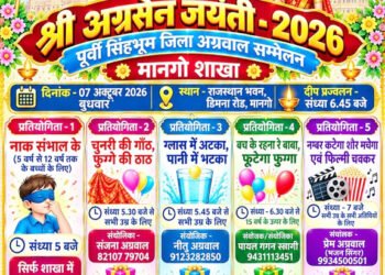 jamshedpur agrasen jayanti- मानगो में श्री अग्रसेन जयंती पर 7 को होगी रोचक प्रतियोगिताएं
