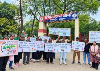 Jamshedpur tata steel foundation campaign : टाटा स्टील फाउंडेशन की सड़क हादसों पर लगाम लगाने की पहल, बर्मामाइंस पुलिस के साथ चलाया जागरूकता अभियान