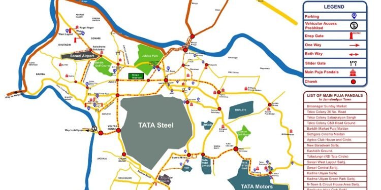 Jamshedpur traffic plan : दुर्गापूजा के लिए 15 अक्टूबर से बदलेगी शहर की ट्रैफिक व्यवस्था, 15 से शहर में होगी नो इंट्री, बड़े पूजा पंडालों के आसपास की गयी वाहन पार्किंग की व्यवस्था, महत्वपूर्ण पूजा पंडालों के पास होगी बैरिकेडिंग, लगेंगे ड्रॉप गेट