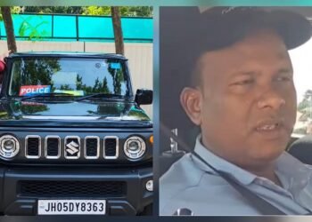 Tata steel uisl employee uses police name board : टाटा स्टील यूआइएसएल का एक कर्मचारी पुलिस का बोर्ड अपनी गाड़ी में लगाकर पहुंचा एसएसपी के आवास, बतायी बोर्ड लगाने की यह वजह, देखिये – video